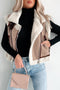 Sherpa Lined Faux Suede Asymmetric Zip Front Lapel Collar Moto Vest